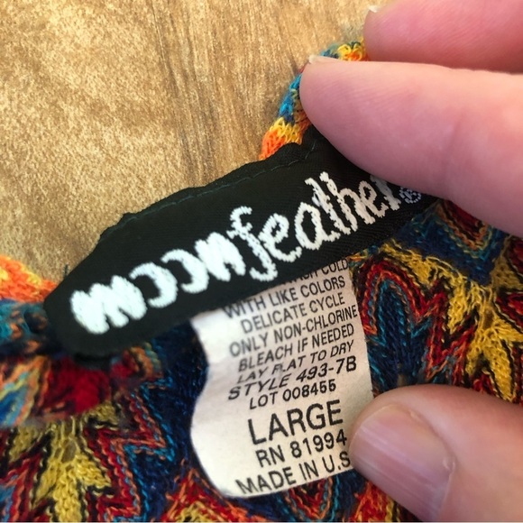Vintage 90s Made in USA Moonfeather Knit Top Hippie Boho Eastern Womens Small - Picture 3 of 6